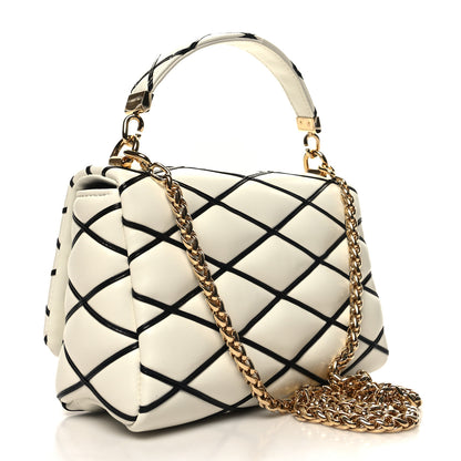 Louis Vuitton Lambskin Malletage Top Handle GO-14 MM White Black 4 of 11
