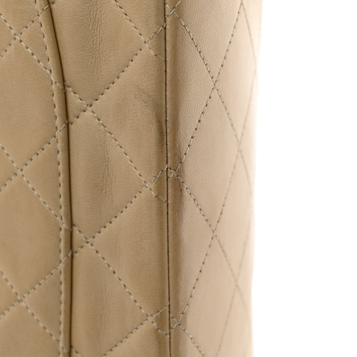 Lambskin Quilted Medium Double Flap Beige