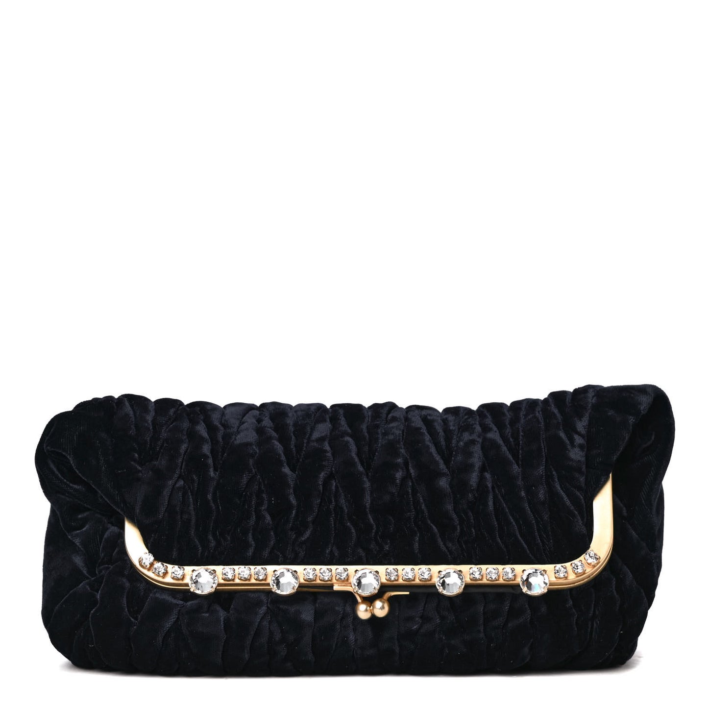 Velvet Matelasse Crystal Fold Over Clutch Dark Blue