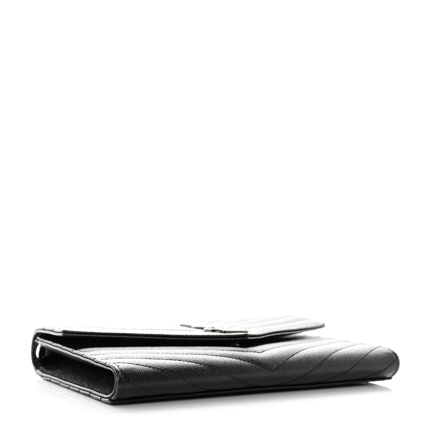 Saint Laurent Grain De Poudre Matelasse Chevron Monogram Envelope Clutch Black 4 of 8