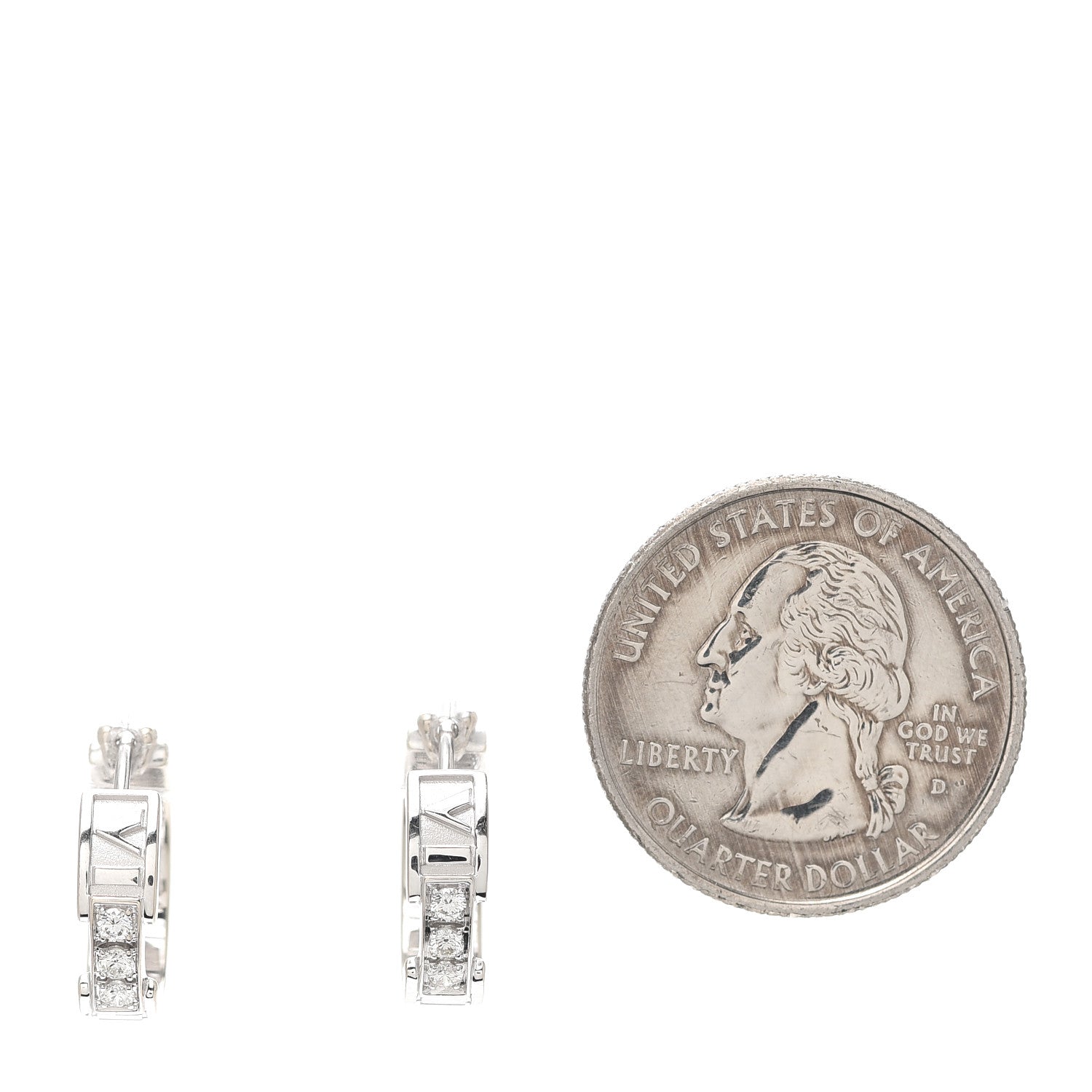 Tiffany 18K White Gold Diamond Atlas Hoop Earrings 2 of 6