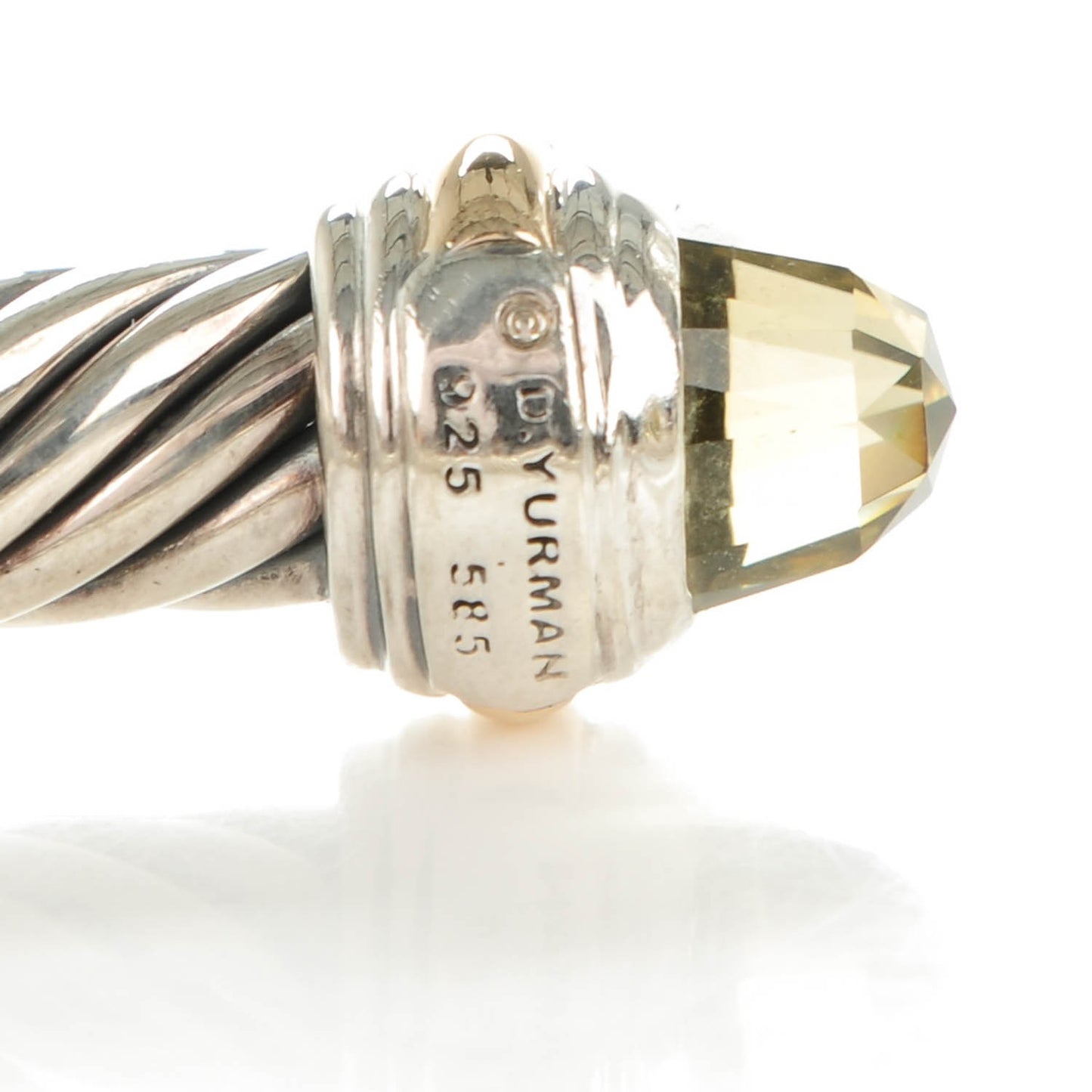 Sterling Silver 14K Yellow Gold Lemon Citrine 7mm Cable Classics Bracelet