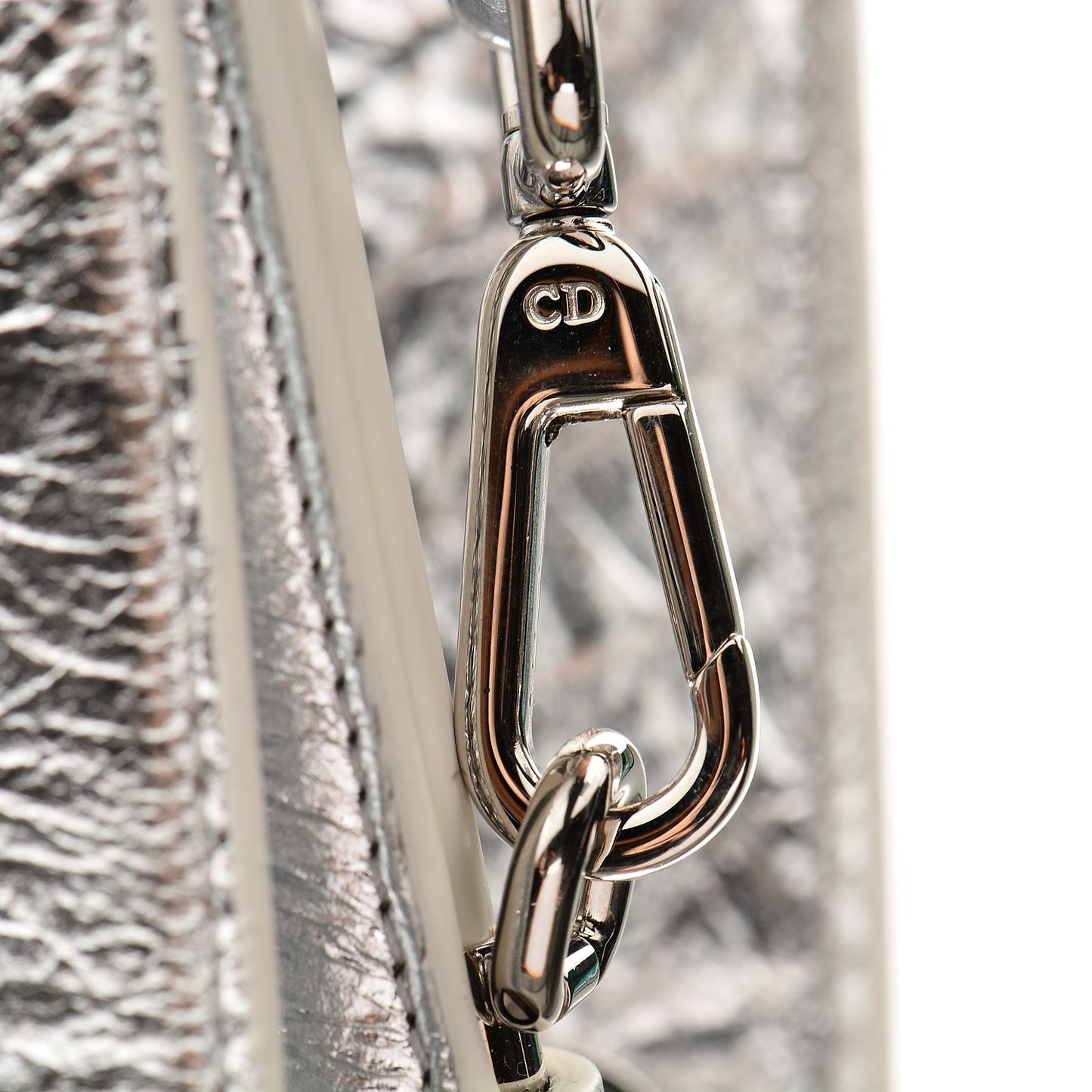 Metallic Calfskin Medium Diorever Flap Silver