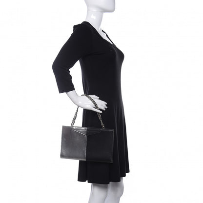 Fendi Metallic Saffiano Bi-Color Grande Clutch Black Argento 2 of 9