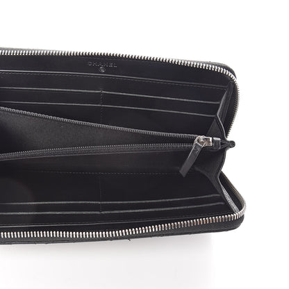 Chanel Lambskin Camellia Studded Large Gusset Zip Around Wallet Black 5 of 12