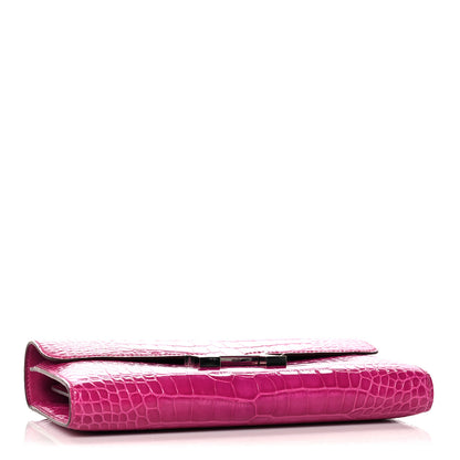 Hermes Shiny Alligator Constance Long Wallet Rose Scheherazade 4 of 13