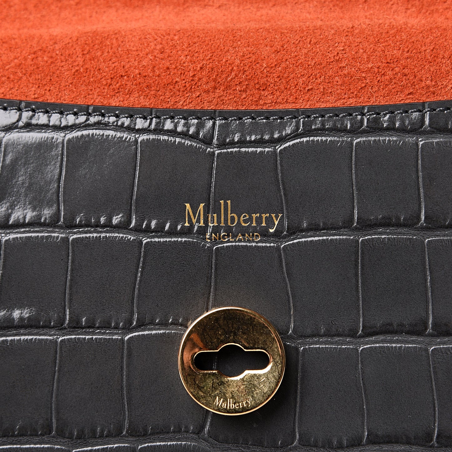 Calfskin Crocodile Embossed Medium Harlow Satchel Dark Grey