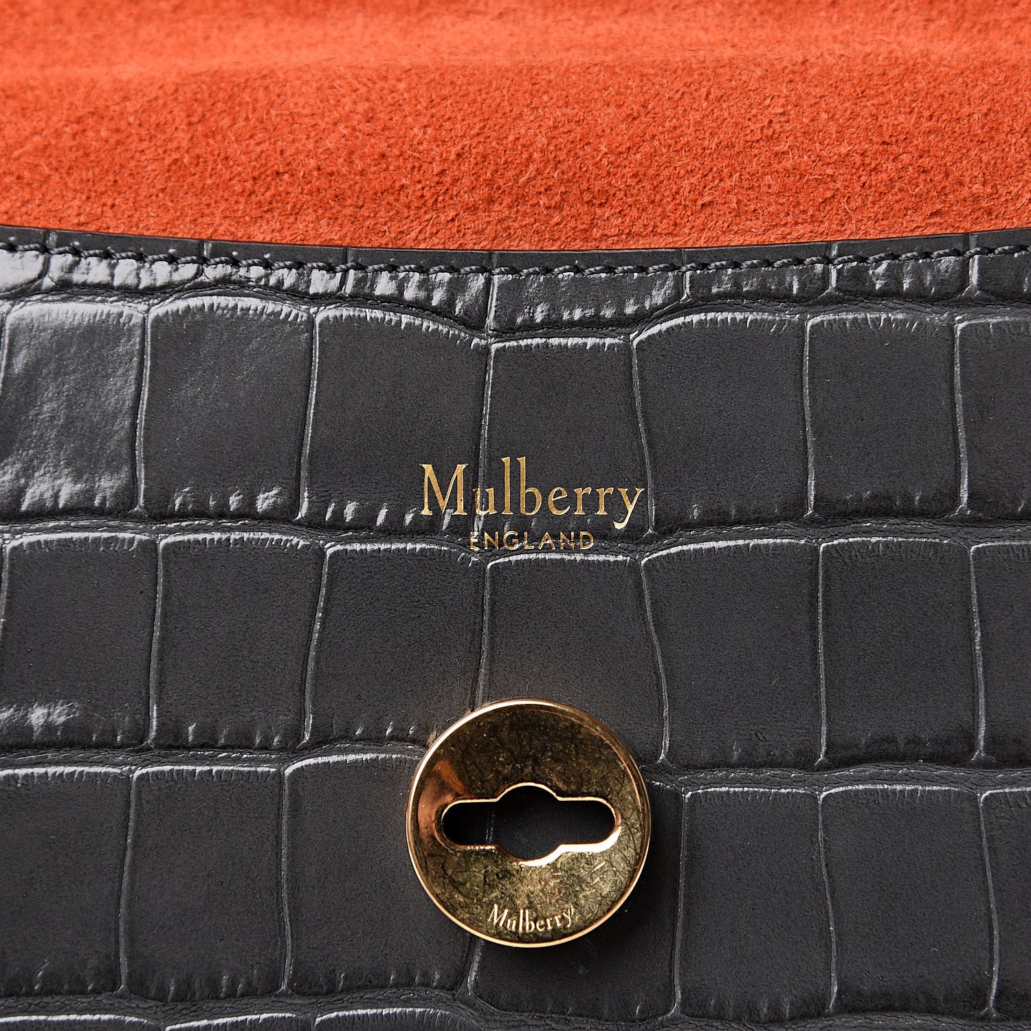 Mulberry Calfskin Crocodile Embossed Medium Harlow Satchel Dark Grey 9 of 12