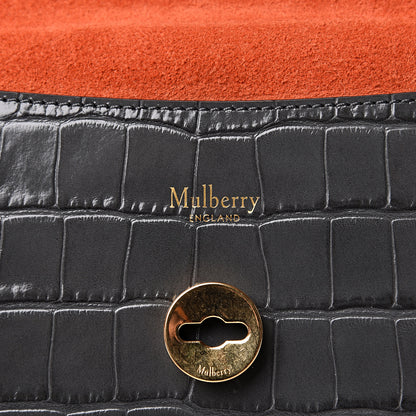 Mulberry Calfskin Crocodile Embossed Medium Harlow Satchel Dark Grey 9 of 12