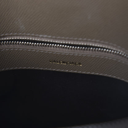 Balenciaga Signature Grained Calfskin Logo S Ville Top Handle Bag Mink Grey White 7 of 10