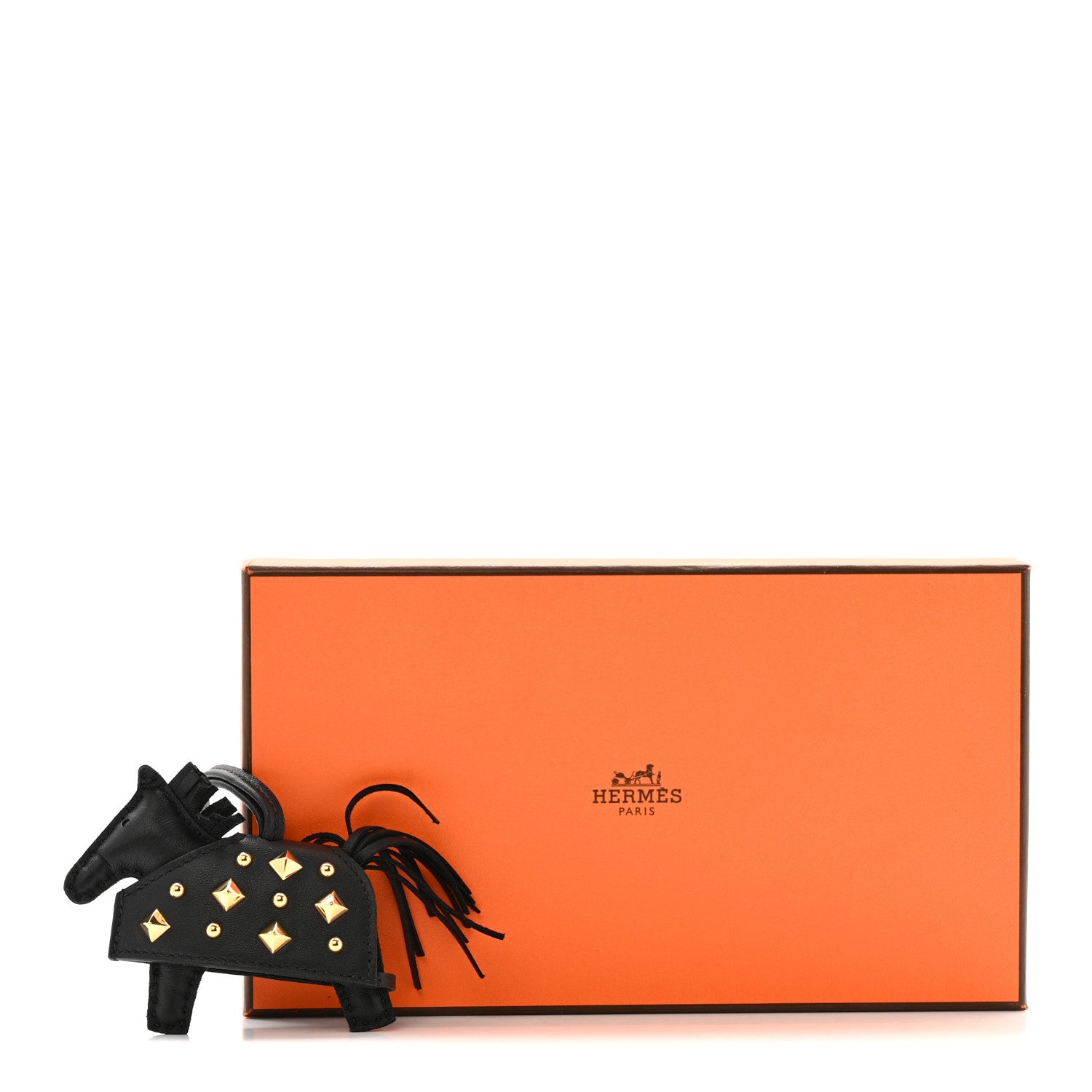 Hermes Milo Lambskin Studded Grigri Rodeo Robeo Rock Horse Bag Charm PM Black 5 of 5
