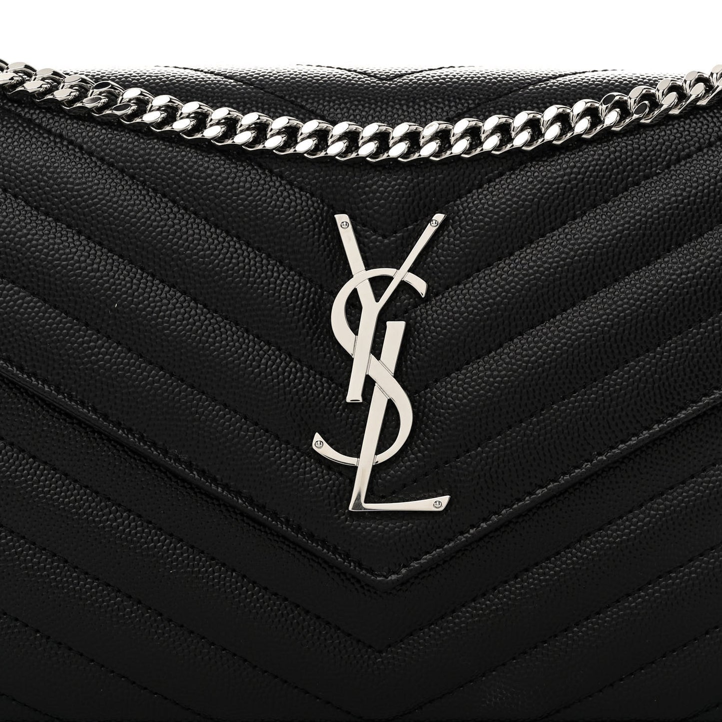 Grain De Poudre Matelasse Chevron Monogram Chain Wallet Black