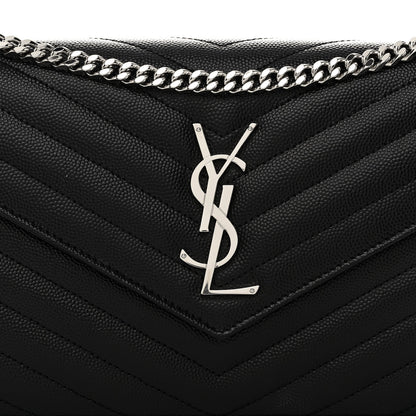 Saint Laurent Grain De Poudre Matelasse Chevron Monogram Chain Wallet Black 7 of 9