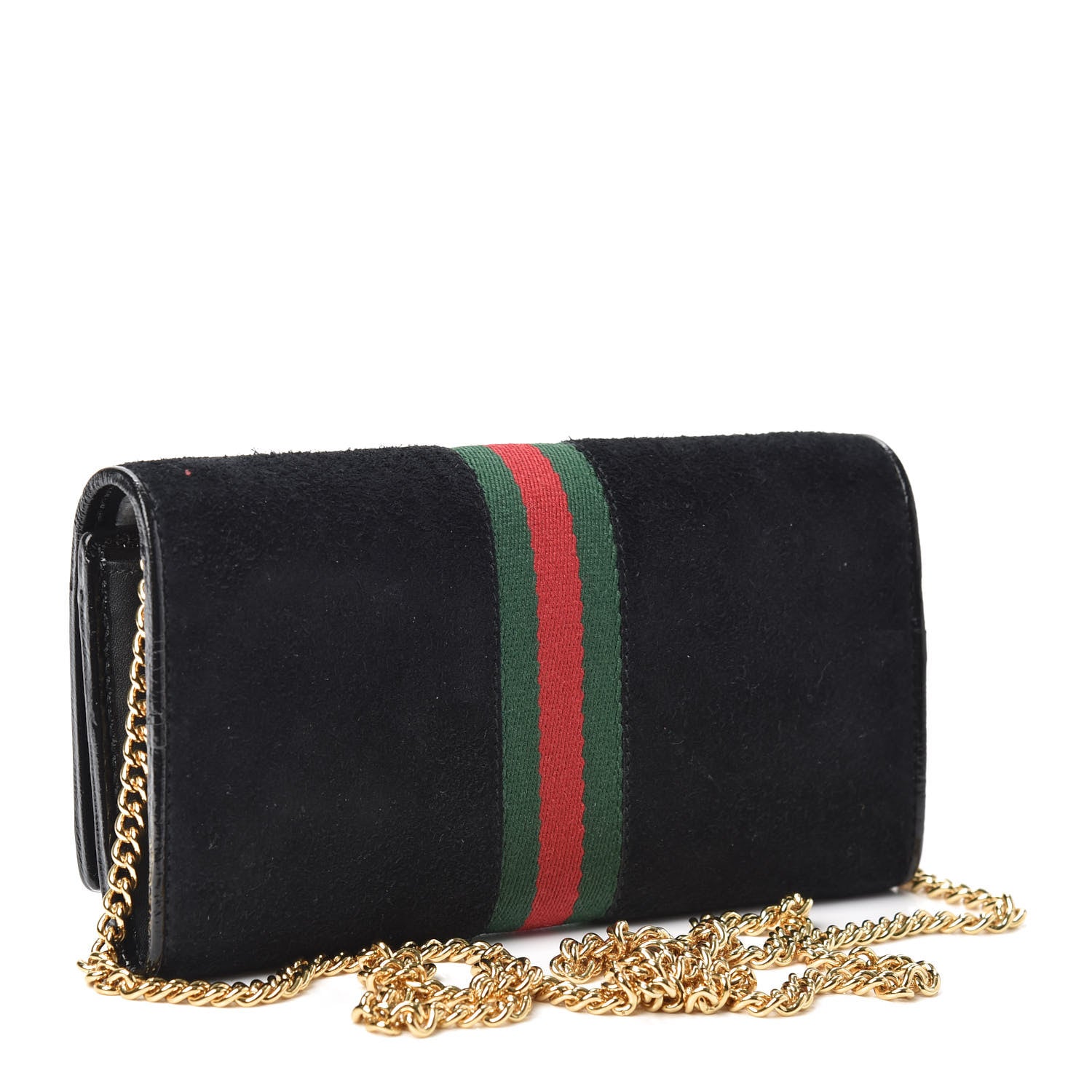 Gucci Suede Patent Web Ophidia Wallet On Chain Black 3 of 8