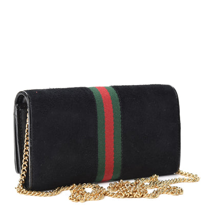 Gucci Suede Patent Web Ophidia Wallet On Chain Black 3 of 8