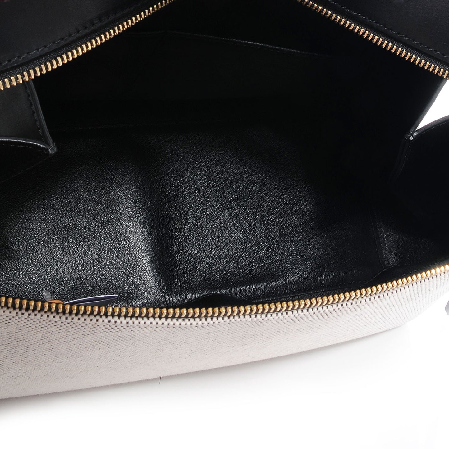 Canvas Leather Medium Bi-Color Edge Shoulder Bag Black Grey