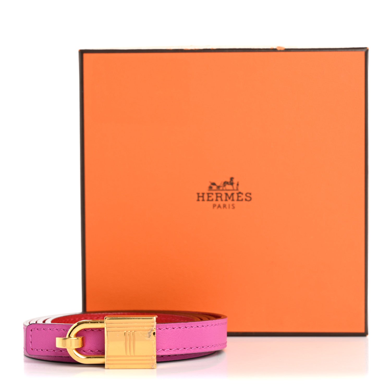 Hermes Swift Epsom 13mm Romance Belt 85 34 Magnolia Rouge Casaque 9 of 9