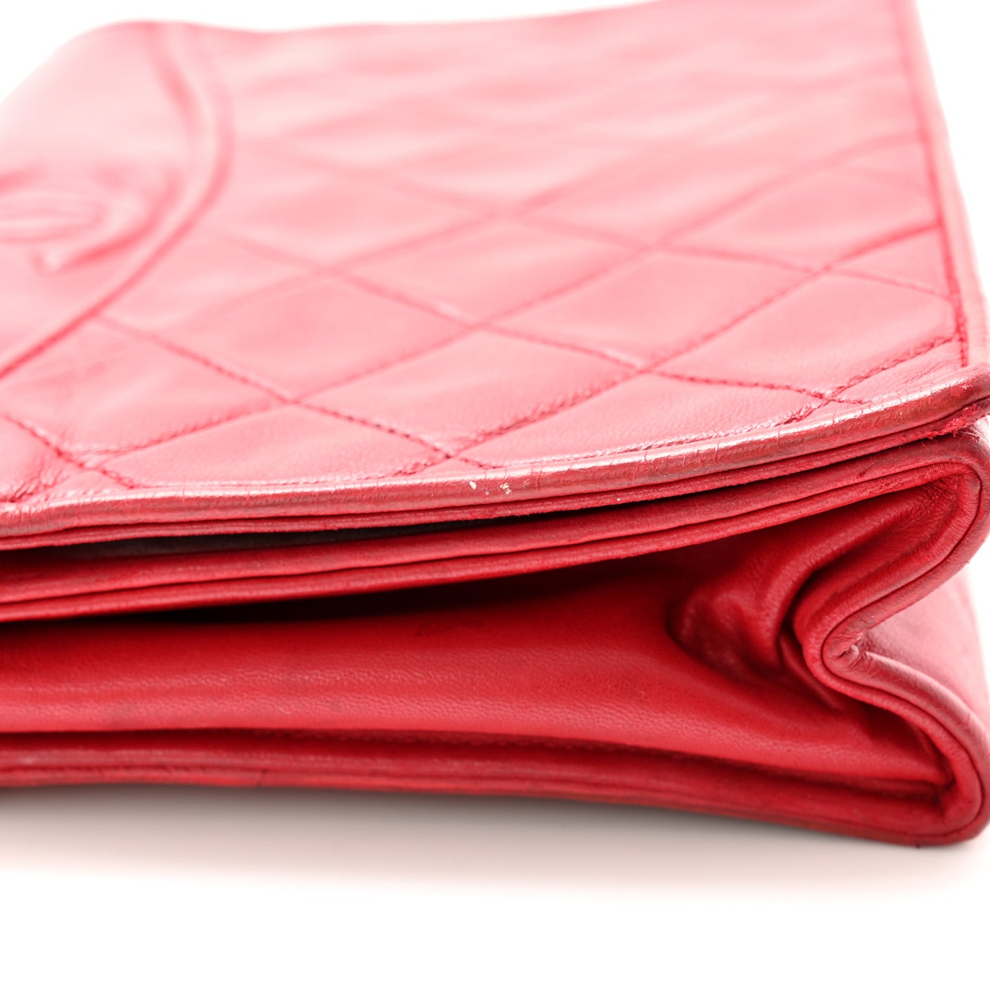 Lambskin Quilted CC Small Single Flap Red