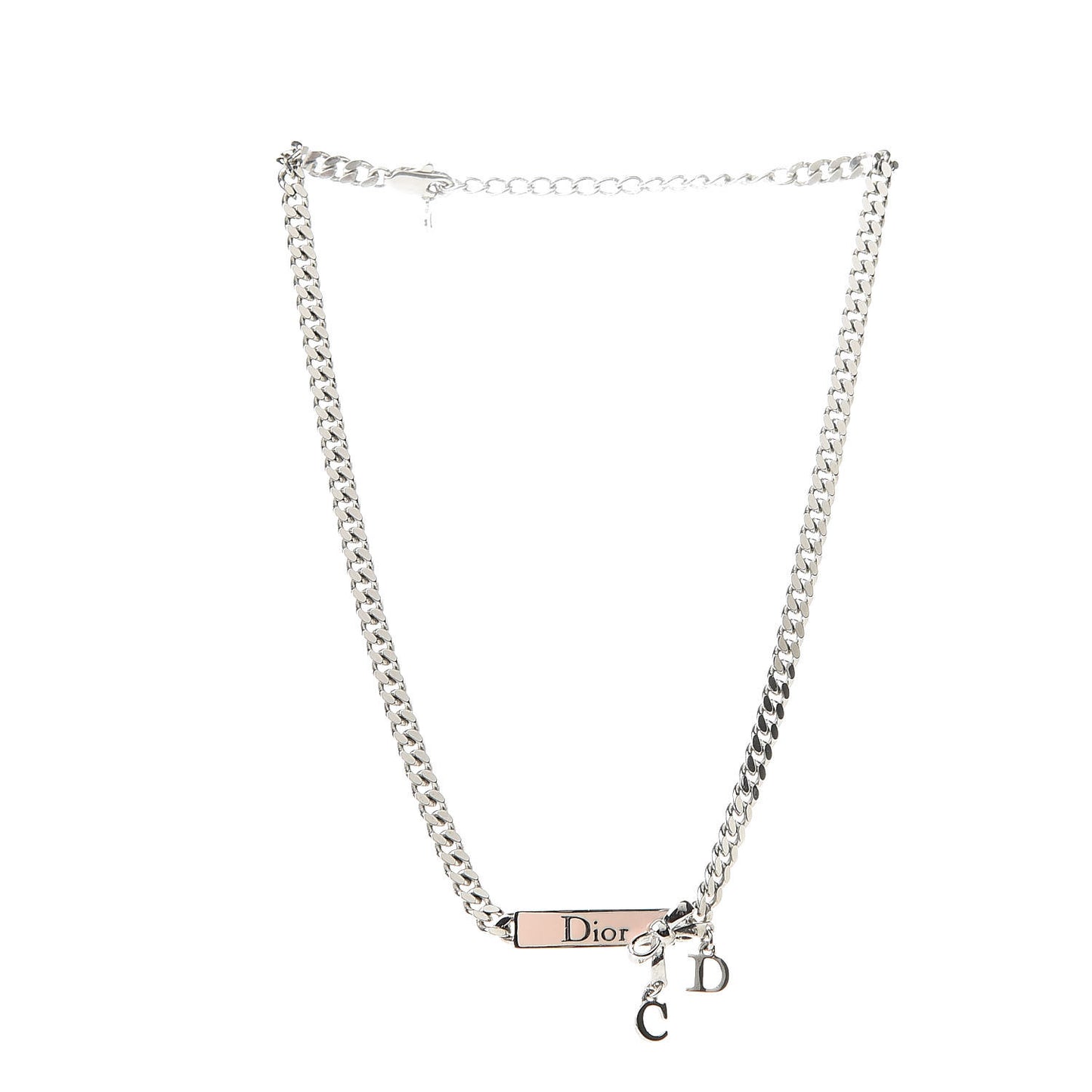 Enamel Bow Short Necklace Silver Pink