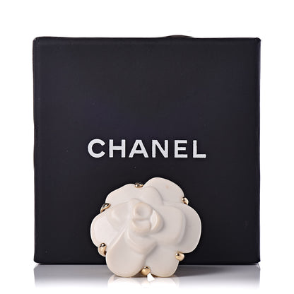 Chanel 18K Yellow Gold White Ceramic Camelia Ring 53 6.5 6 of 6