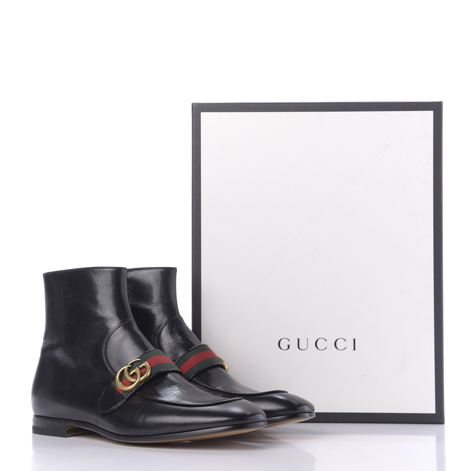 Gucci Goatskin Web Mens GG Ankle Boots 9.5 Black 12 of 12