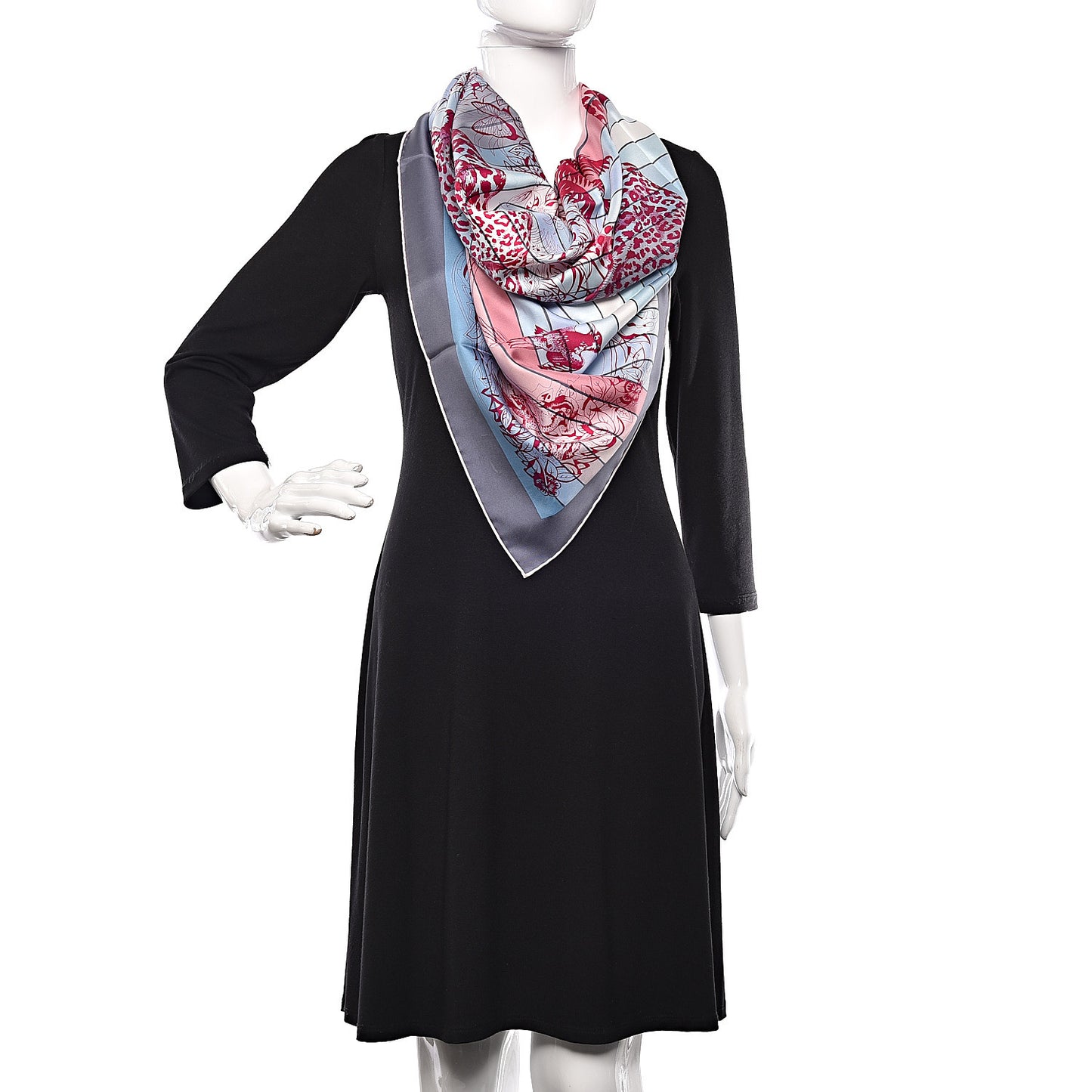 Silk Jungle Love Rainbow Scarf 90 Bleu Rose Gris