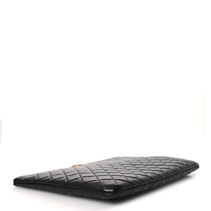Chanel Lambskin Quilted Large Boy Zip Pouch Black 4 of 11