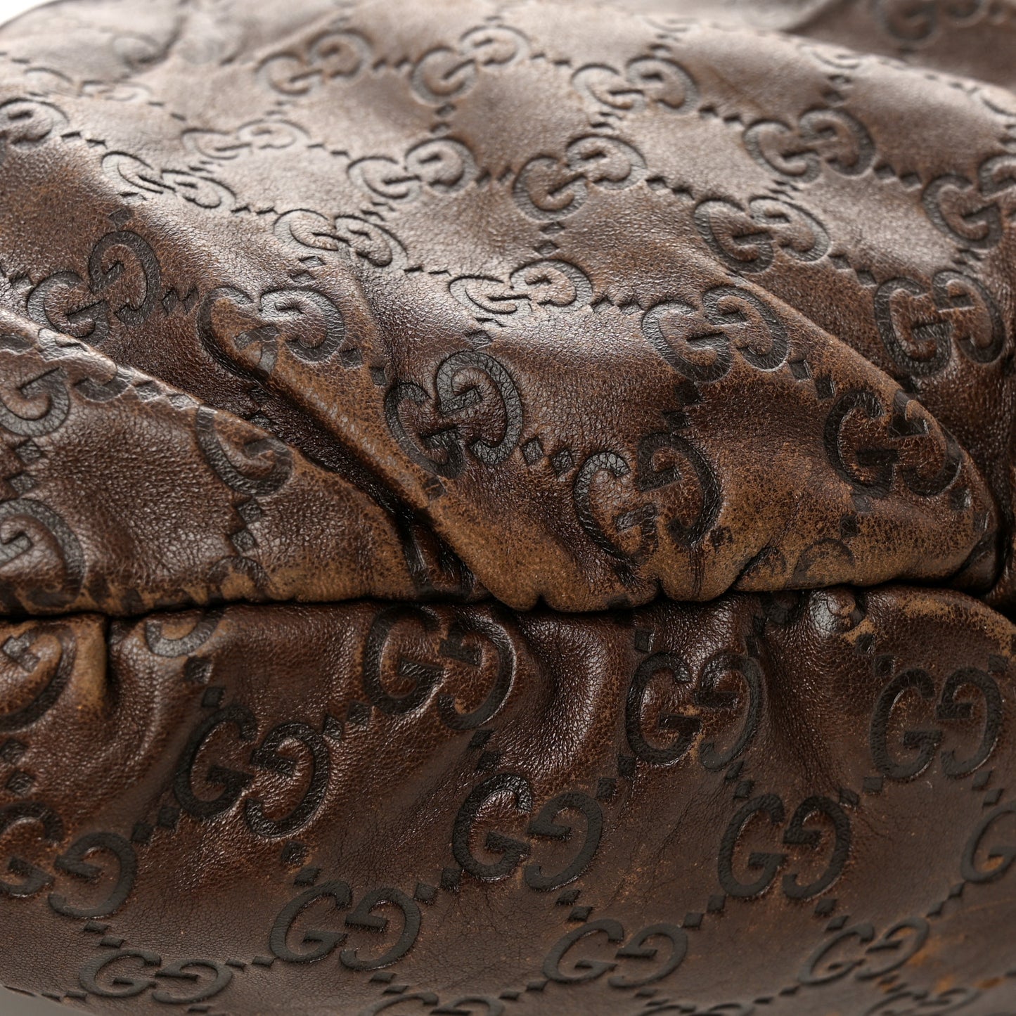 Guccissima Studded Pelham Shoulder Bag Dark Brown