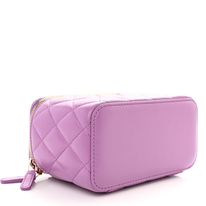 Chanel Lambskin Quilted Pearl Crush Small Vanity Case With Chain Purple 4 of 11