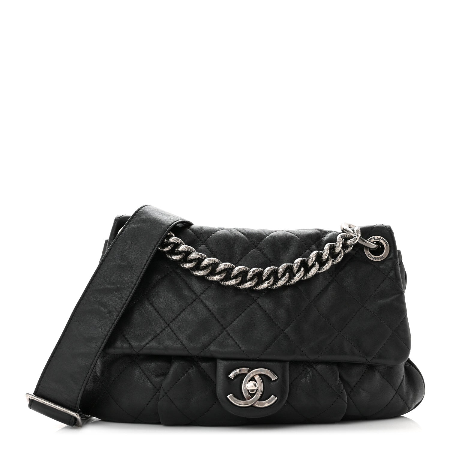 Chanel Calfskin Coco Pleats Messenger Flap Black 1 of 10