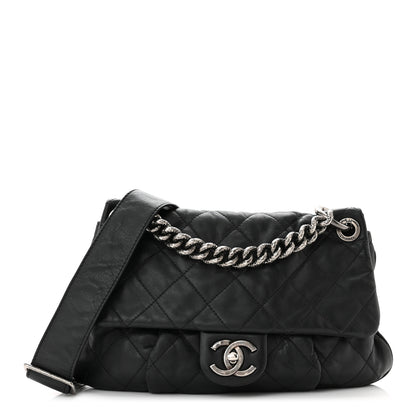 Chanel Calfskin Coco Pleats Messenger Flap Black 1 of 10