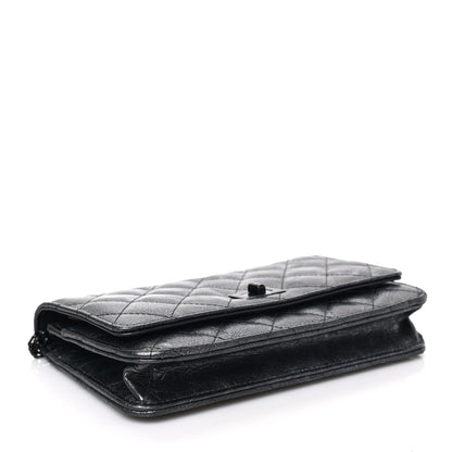Chanel Metallic Crumpled Calfskin Quilted Reissue Wallet On Chain WOC Charcoal 4 of 9