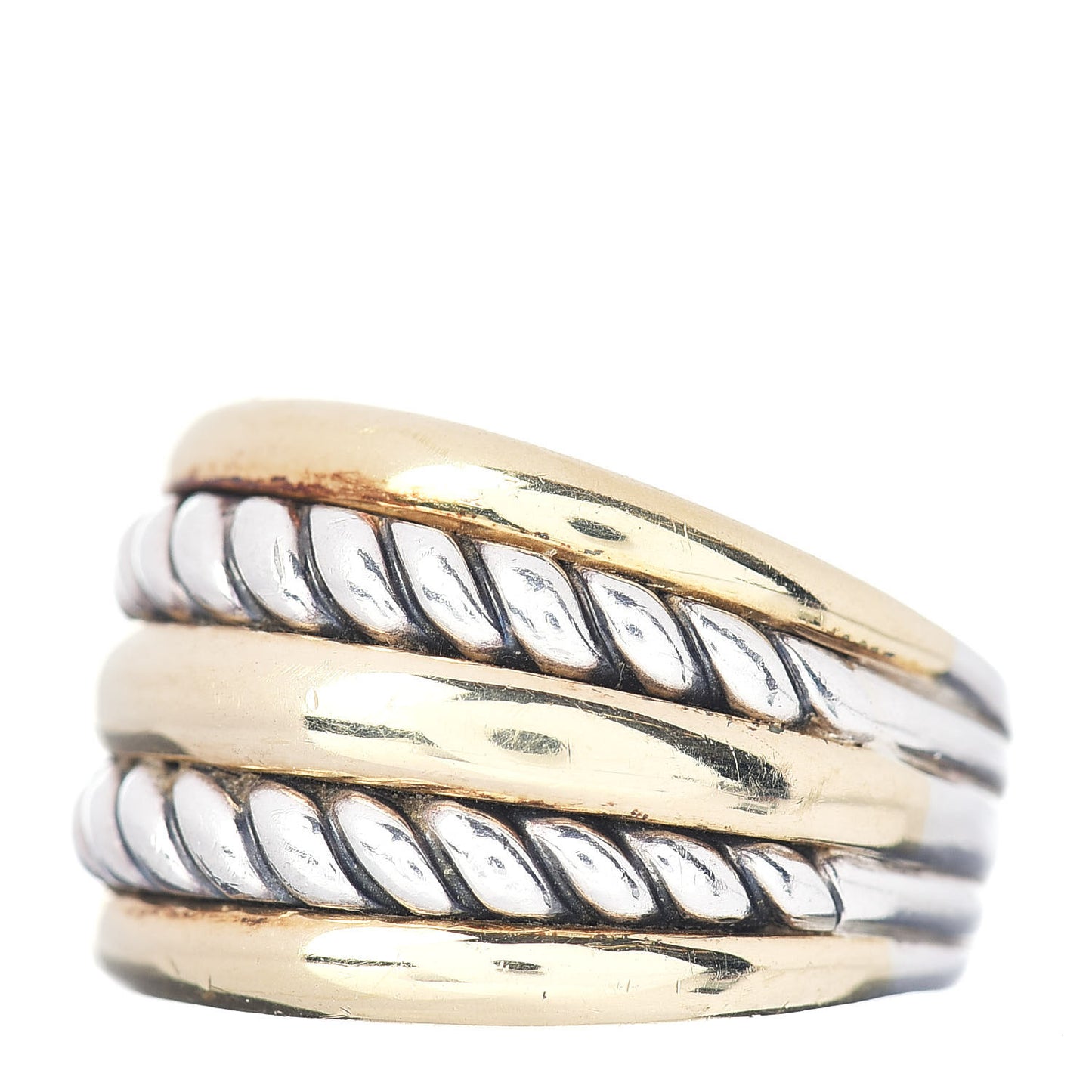 Sterling Silver 18K Yellow Gold 15mm Five-Row Cable Ring 54 7