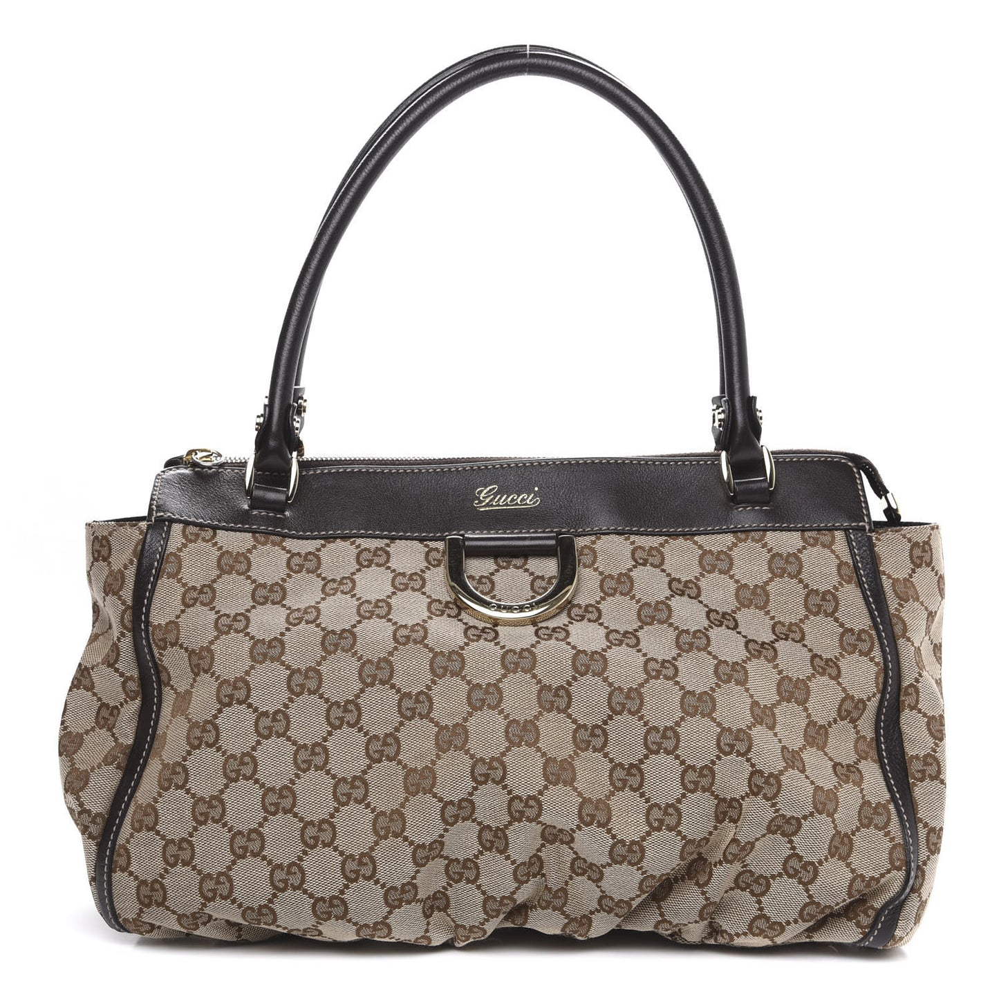 Monogram D Gold Tote Dark Brown