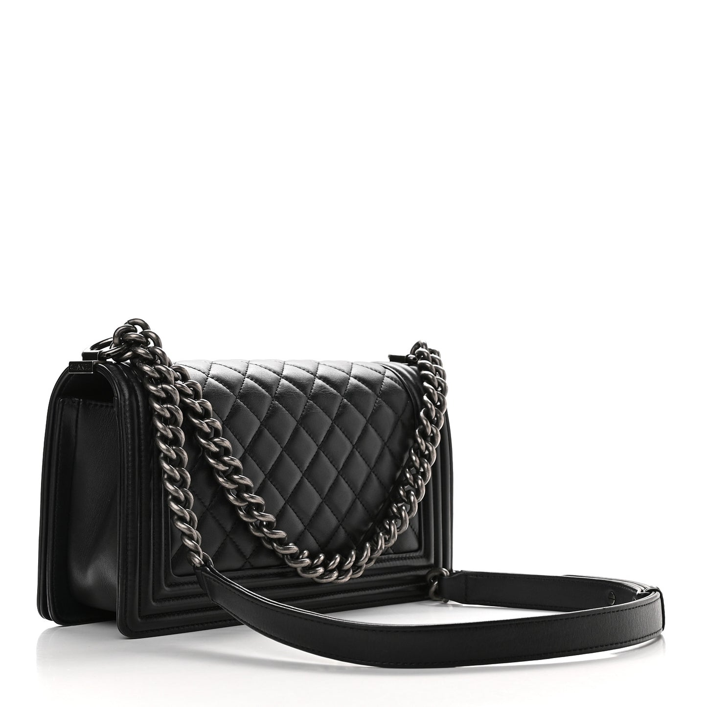Calfskin Quilted Medium Boy Flap Black