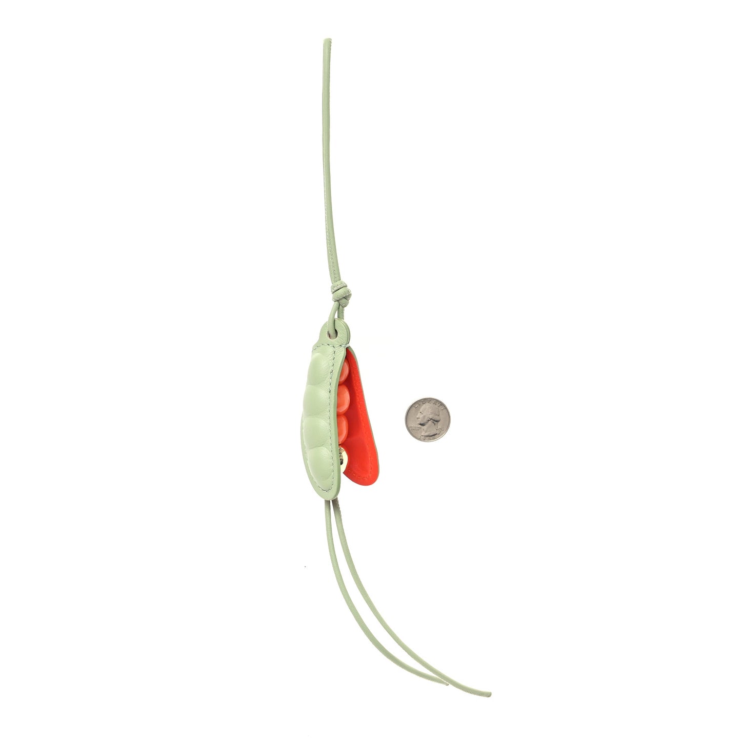 Calfskin Pea Pod Bag Charm Light Pear Bright Orange