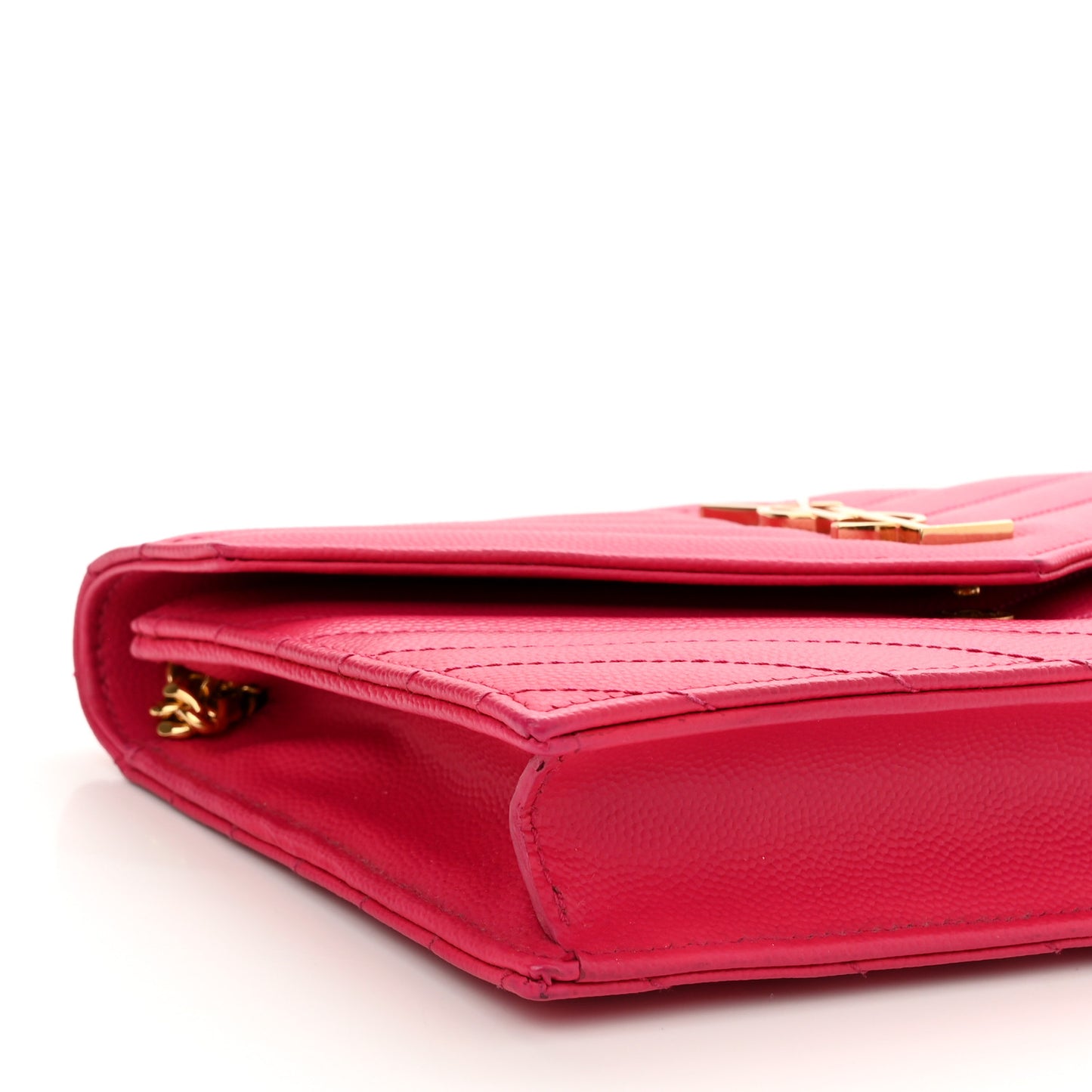 Grain De Poudre Matelasse Chevron Monogram Envelope Chain Wallet Bubblegum