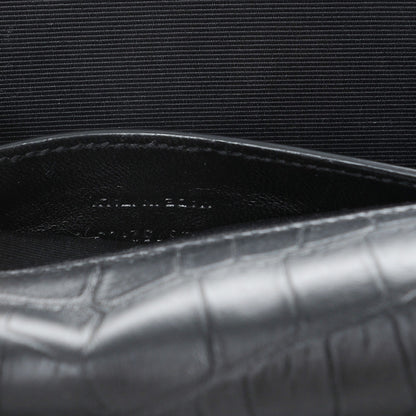 Saint Laurent Calfskin Crocodile Embossed Large Classic Monogram Kate Satchel Black 7 of 7