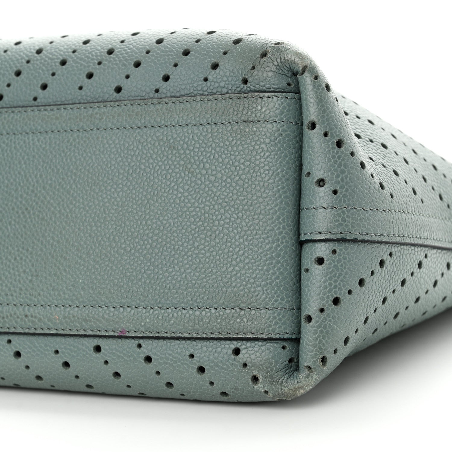 Chanel Perforated Grained Calfskin Small Shopping Tote Green 11 of 16