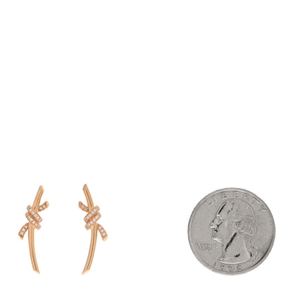 Tiffany 18K Rose Gold Diamond Tiffany Knot Earrings 2 of 5