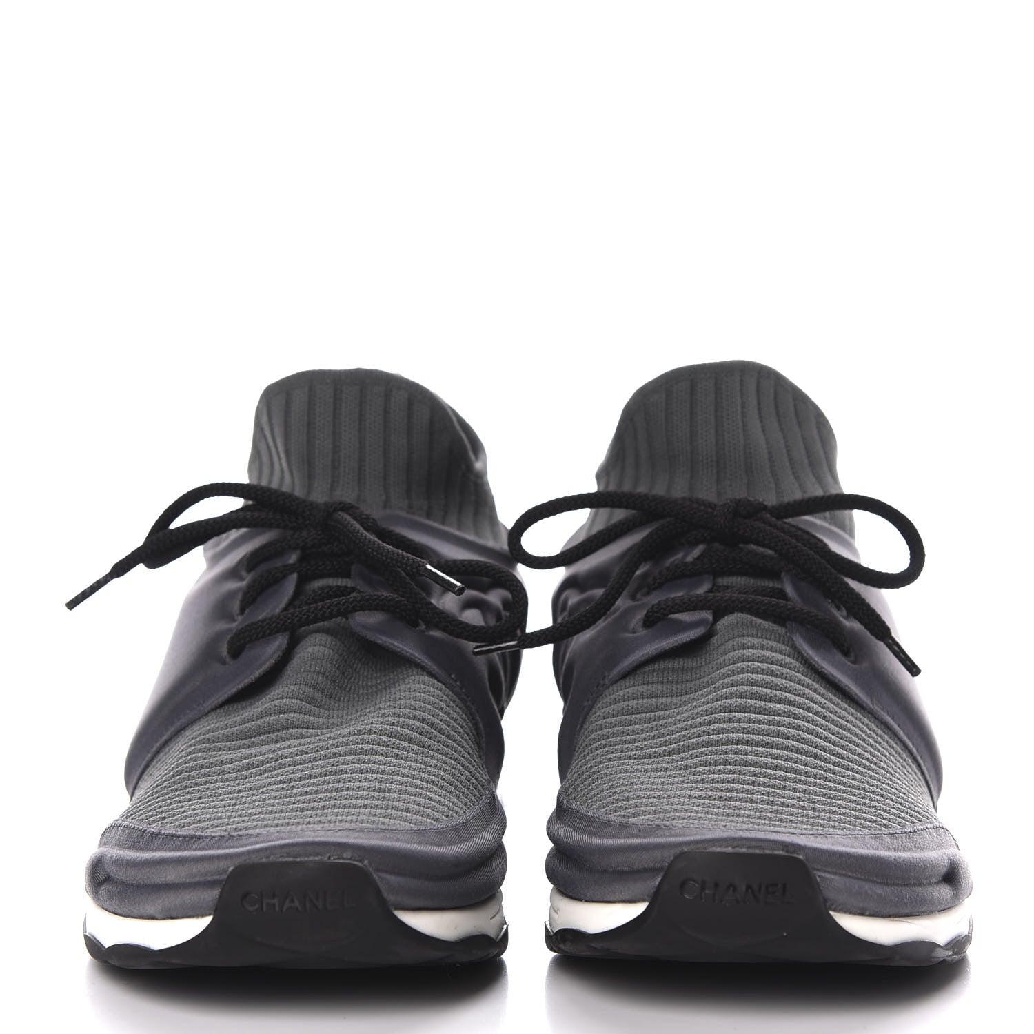 Chanel Stretch Fabric CC Sneakers 41 Grey 3 of 8