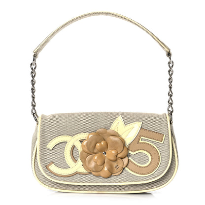 Chanel Canvas Camellia No. 5 Flap Beige Grey 1 of 11