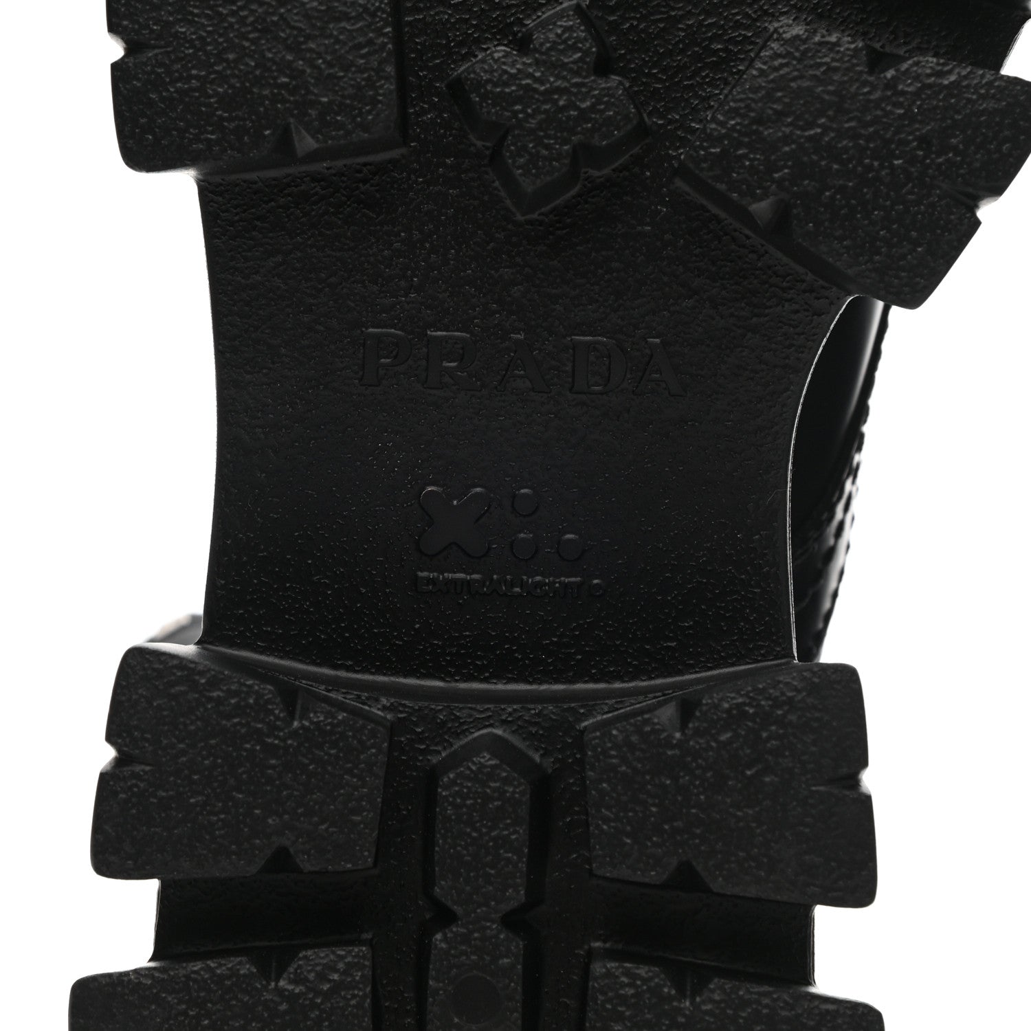 Prada Spazzolato Rois Re-Nylon Metal Triangle Logo Mens Monolith Pouch Pocket 60mm Combat Boots 7 Black 6 of 14