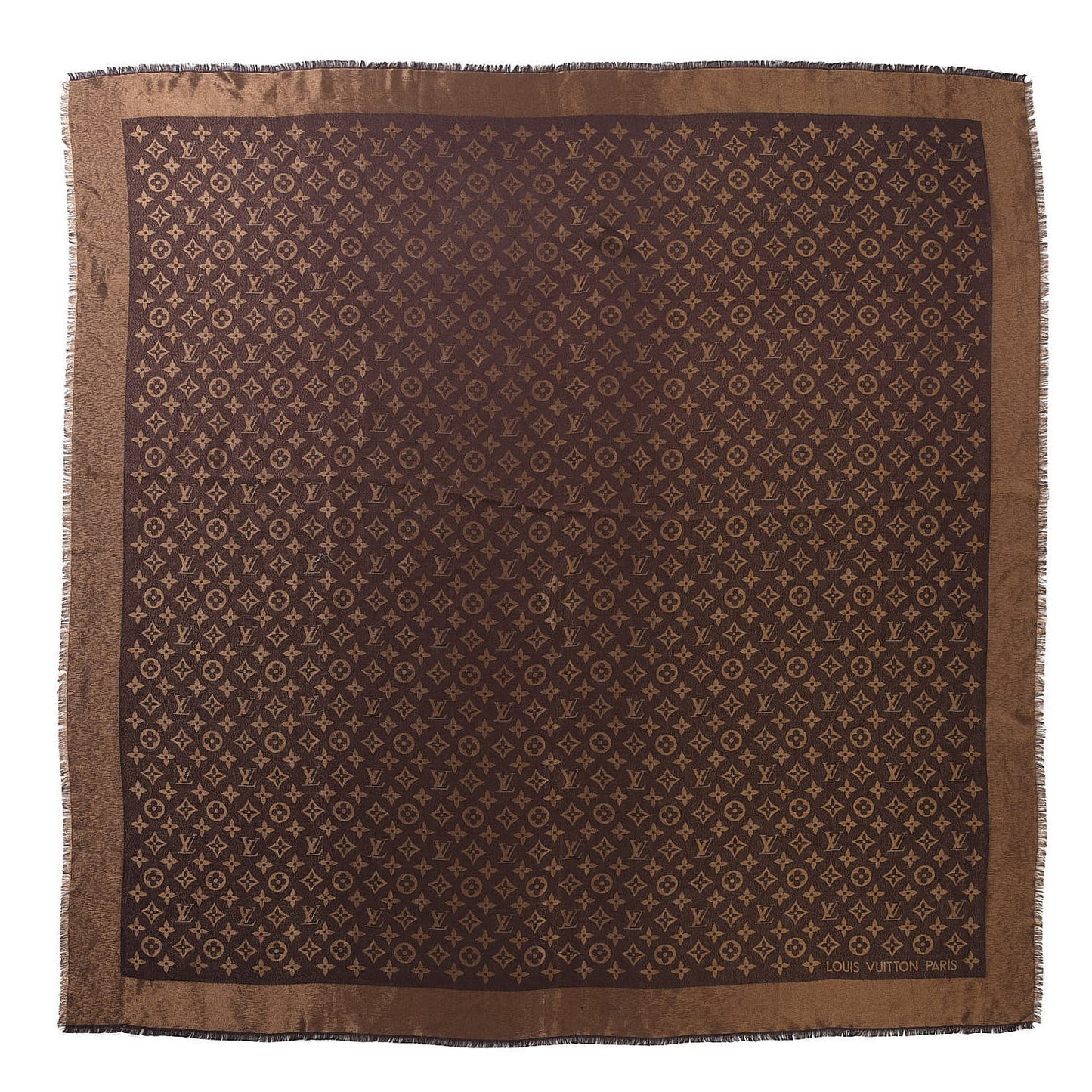 Silk Lurex Wool Monogram Shine Shawl Brown