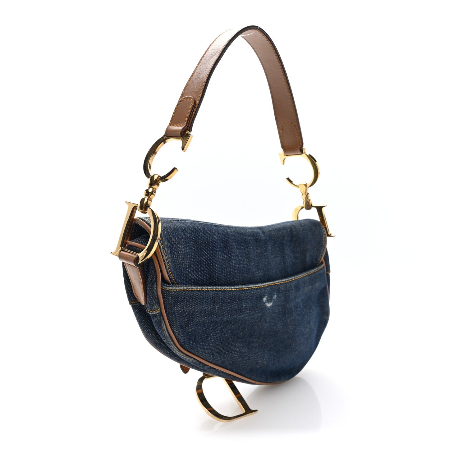 Denim Calfskin Saddle Bag Blue