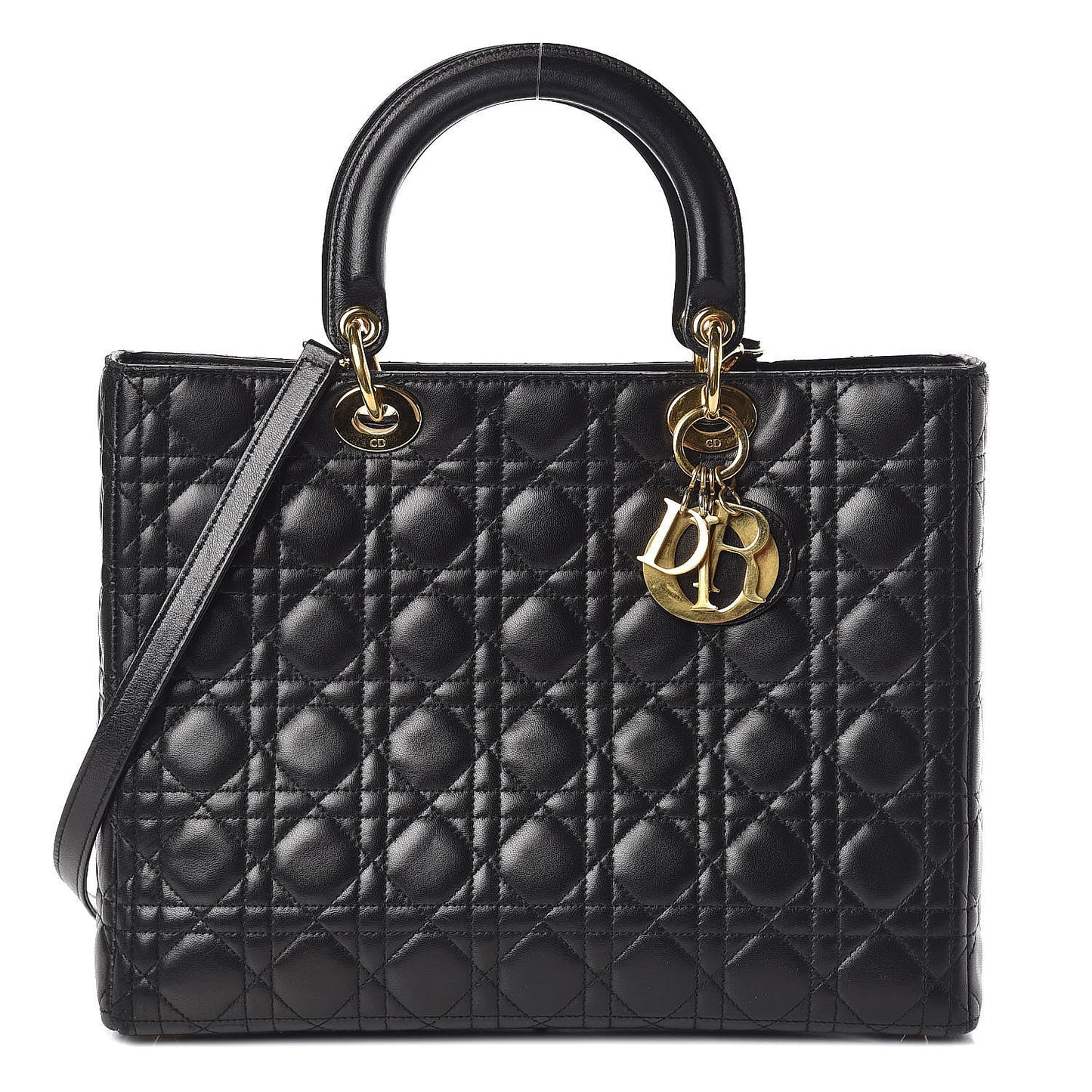 Lambskin Cannage Large Lady Dior Black