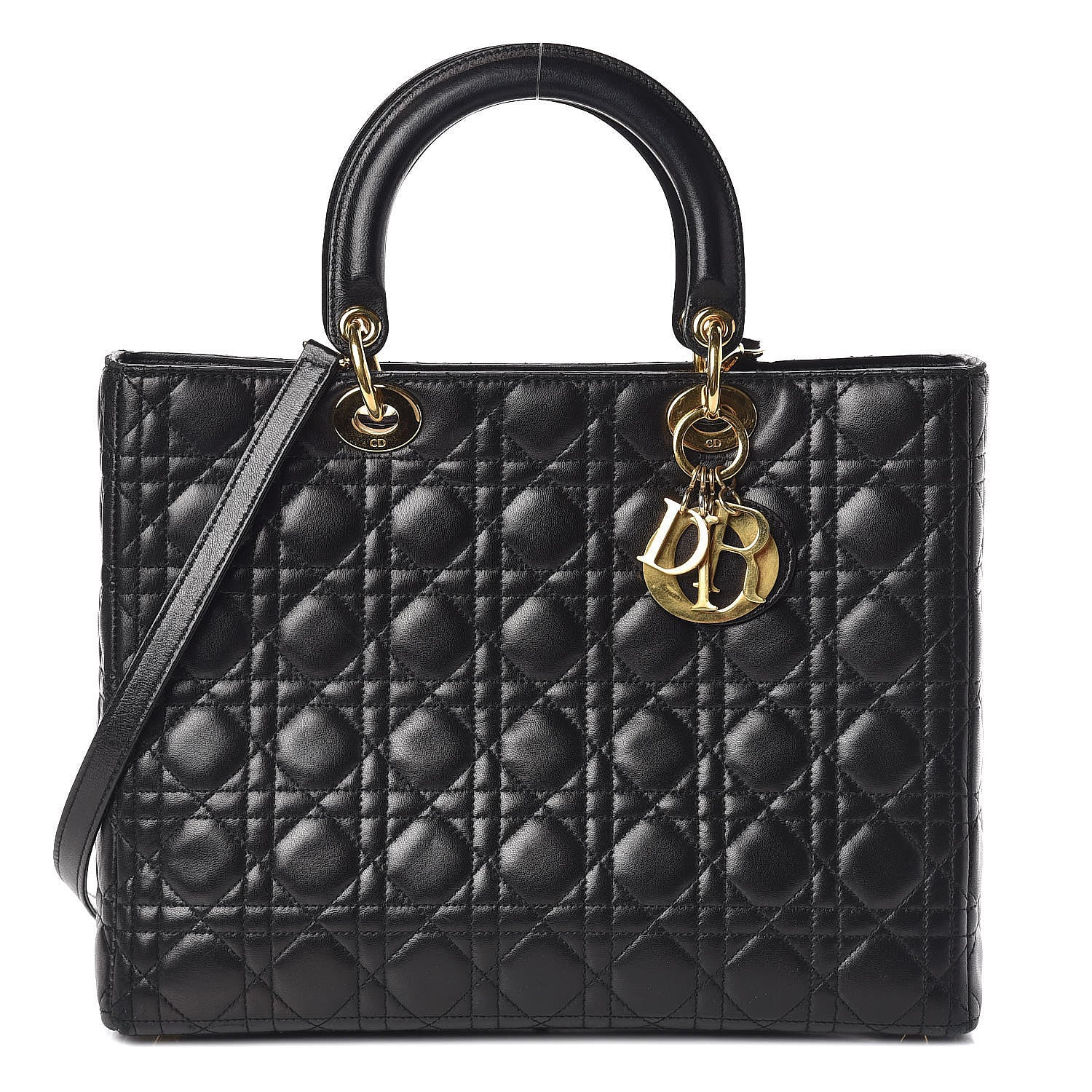 Christian Dior Lambskin Cannage Large Lady Dior Black 1 of 11