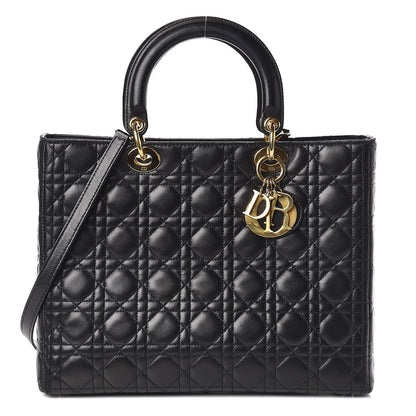 Christian Dior Lambskin Cannage Large Lady Dior Black 1 of 11
