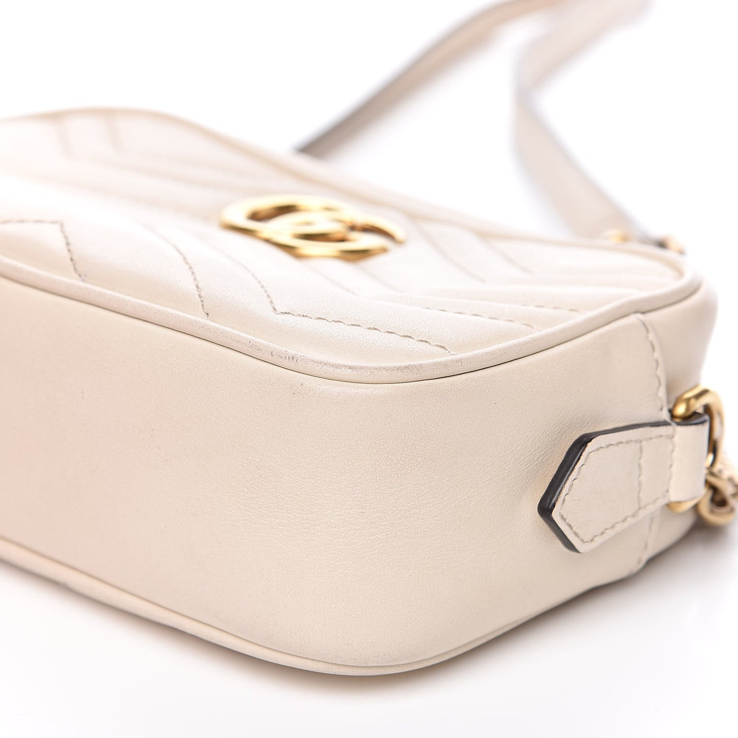 Calfskin Matelasse Mini GG Marmont Chain Shoulder Bag White
