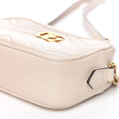 Gucci Calfskin Matelasse Mini GG Marmont Chain Shoulder Bag White 10 of 19